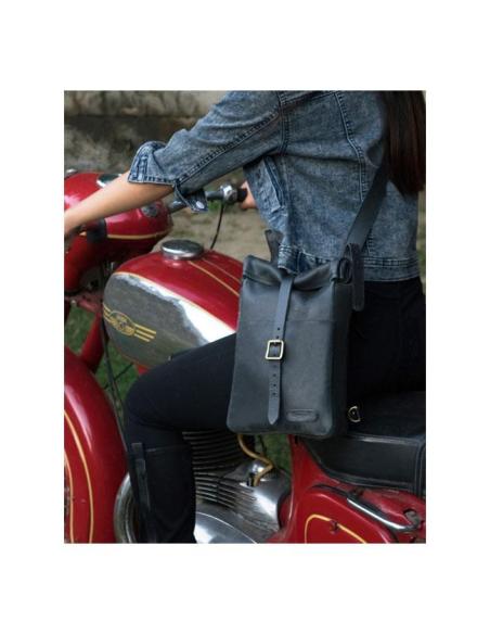BLACK MINI LEATHER PANNIER VINTAGE TANCONVERTIBLE INTO A SLING BAG BY TRIP MACHINE