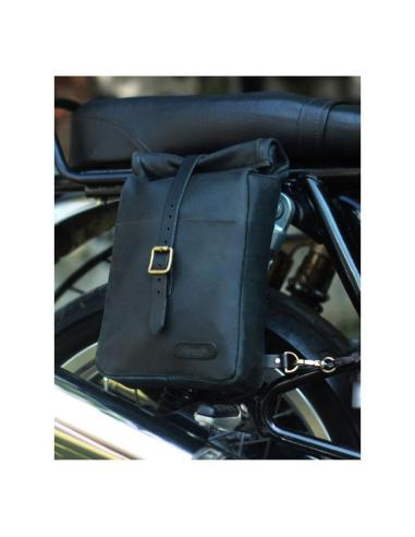 BLACK MINI LEATHER PANNIER VINTAGE TANCONVERTIBLE INTO A SLING BAG BY TRIP MACHINE