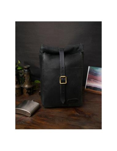 BLACK MINI LEATHER PANNIER VINTAGE TANCONVERTIBLE INTO A SLING BAG BY TRIP MACHINE