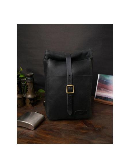 BLACK MINI LEATHER PANNIER VINTAGE TANCONVERTIBLE INTO A SLING BAG BY TRIP MACHINE
