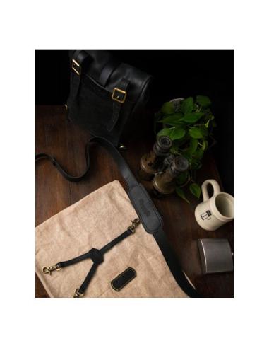BLACK MINI LEATHER PANNIER VINTAGE TANCONVERTIBLE INTO A SLING BAG BY TRIP MACHINE