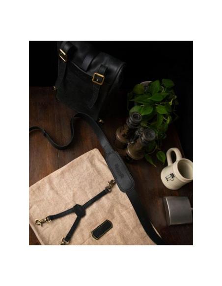 BLACK MINI LEATHER PANNIER VINTAGE TANCONVERTIBLE INTO A SLING BAG BY TRIP MACHINE