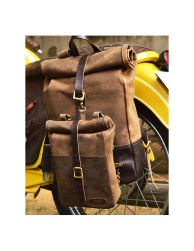 TOBACCO MINI LEATHER PANNIER VINTAGE TANCONVERTIBLE INTO A SLING BAG BY TRIP MACHINE