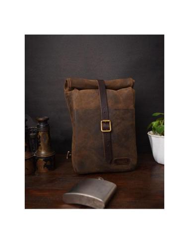 TOBACCO MINI LEATHER PANNIER VINTAGE TANCONVERTIBLE INTO A SLING BAG BY TRIP MACHINE