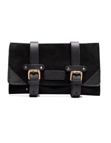 BOLSA DE FERRAMENTAS EM ROLO DE COURO PRETO PARA MOTO - TRIP MACHINE