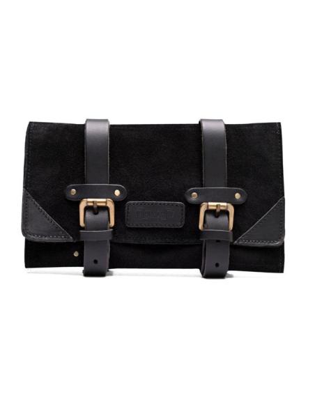 BOLSA DE FERRAMENTAS EM ROLO DE COURO PRETO PARA MOTO - TRIP MACHINE