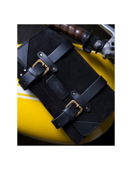 BOLSA DE FERRAMENTAS EM ROLO DE COURO PRETO PARA MOTO - TRIP MACHINE