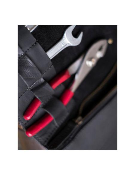 BOLSA DE FERRAMENTAS EM ROLO DE COURO PRETO PARA MOTO - TRIP MACHINE
