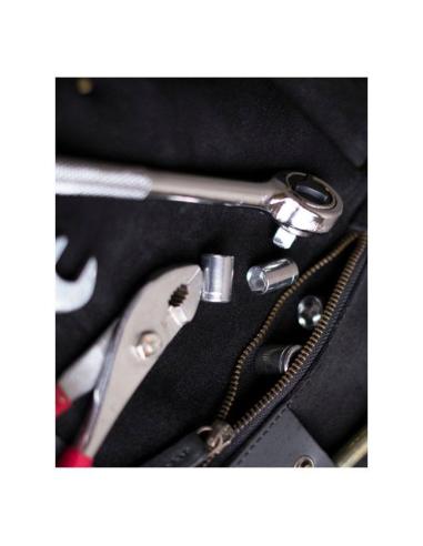 BOLSA DE FERRAMENTAS EM ROLO DE COURO PRETO PARA MOTO - TRIP MACHINE