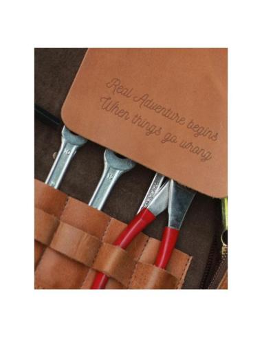 SAC À OUTILS EN ROULÉ DE CUIR VINTAGE TAN POUR MOTO - TRIP MACHINE