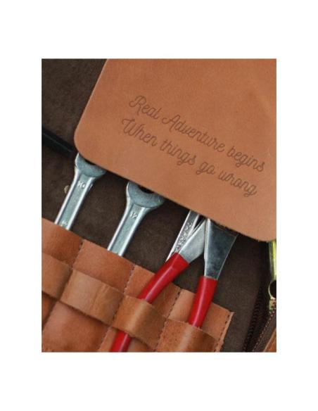 SAC À OUTILS EN ROULÉ DE CUIR VINTAGE TAN POUR MOTO - TRIP MACHINE