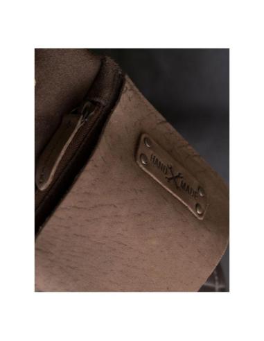 BOLSA DE FERRAMENTAS EM ROLO DE COURO TABACO PARA MOTO - TRIP MACHINE