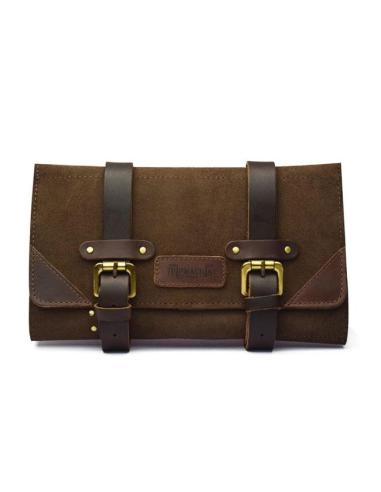 BOLSA DE FERRAMENTAS EM ROLO DE COURO TABACO PARA MOTO - TRIP MACHINE