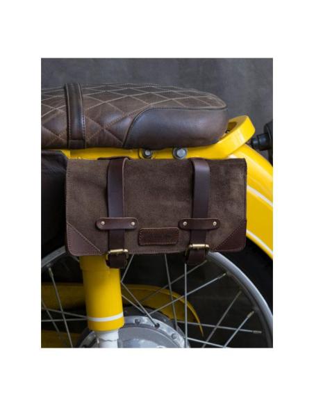 SAC À OUTILS EN ROULÉ DE CUIR TABAC POUR MOTO - TRIP MACHINE
