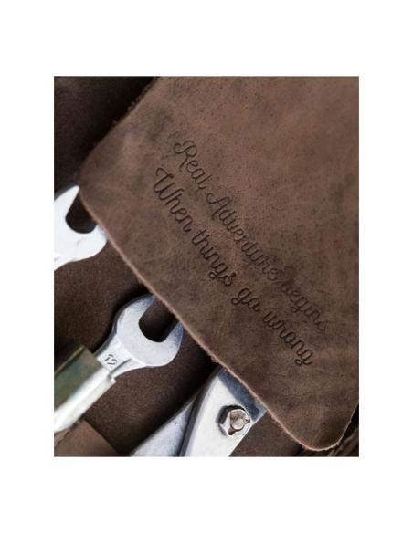 SAC À OUTILS EN ROULÉ DE CUIR TABAC POUR MOTO - TRIP MACHINE