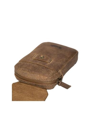 BOLSA DE COURO TRIP MACHINE UTILITY POUCH TABACO