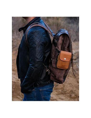 BOLSA DE COURO TRIP MACHINE UTILITY POUCH VINTAGE TAN