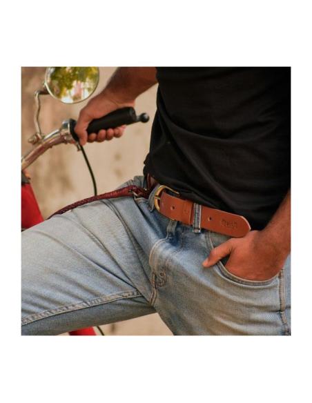 CINTO DE COURO DE ALTA QUALIDADE CLASSIC VINTAGE TAN DA TRIP MACHINE