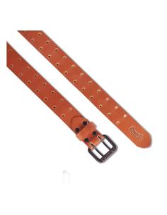 VINTAGE TAN ENUINE LEATHER BELT WITH DOUBLE PIN BUCKLE BY TRIP MACHINE 2