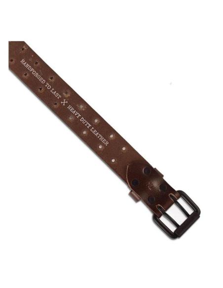 CEINTURE EN CUIR VÉRITABLE AVEC BOUCLE À DOUBLE POINTE TABAC TRIP MACHINE