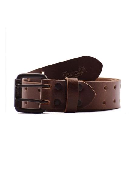 CEINTURE EN CUIR VÉRITABLE AVEC BOUCLE À DOUBLE POINTE TABAC TRIP MACHINE
