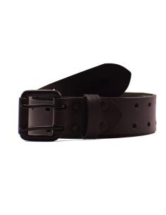 BLACK GENUINE LEATHER BELT WITH DOUBLE PIN BUCKLE BY TRIP MACHINE
