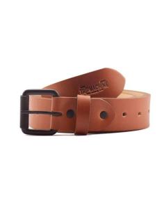 VINTAGE TAN GENUINE LEATHER BELT WITH SQUARE BUCKLE AND SINGLE PRONG BY TRIP MACHINE