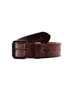 TOBACCO GENUINE LEATHER BELT WITH SQUARE BUCKLE AND SINGLE PRONG BY TRIP MACHINE