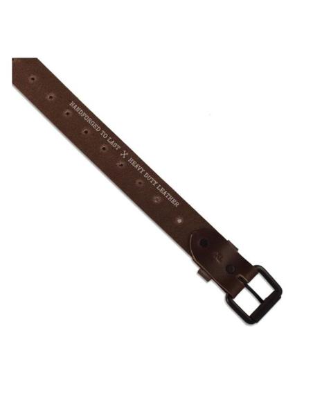 TOBACCO GENUINE LEATHER BELT WITH SQUARE BUCKLE AND SINGLE PRONG BY TRIP MACHINE