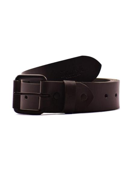 BLACK GENUINE LEATHER BELT WITH SQUARE BUCKLE AND SINGLE PRONG BY TRIP MACHINE