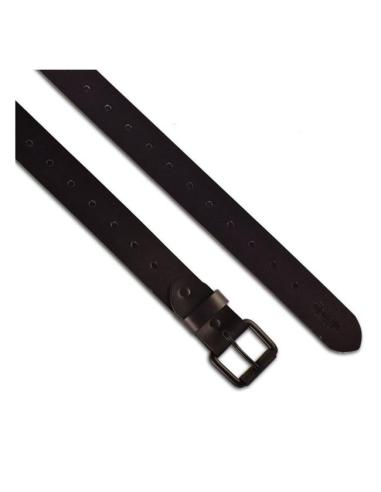 BLACK GENUINE LEATHER BELT WITH SQUARE BUCKLE AND SINGLE PRONG BY TRIP MACHINE