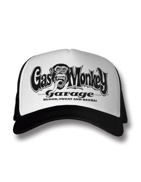 BONÉ LOGO GAS MONKEY GARAGE BLOOD, SWEAT AND BEER - BRANCO/PRETO