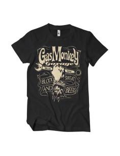 Acquista Maglietta Nera in Cotone Wrench Label di Gas Monkey Garage a Prezzo Scontato