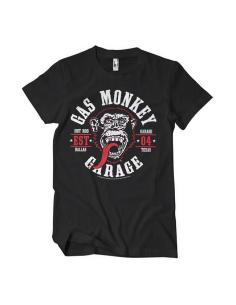 Acquista T-shirt Nera in Cotone Round Seal di Gas Monkey Garage a prezzo scontato