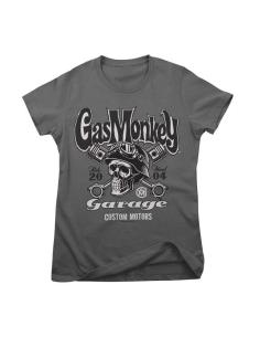 CAMISETA DE ALGODÃO GAS MONKEY GARAGE MOTORS SKULL PARA MULHERES