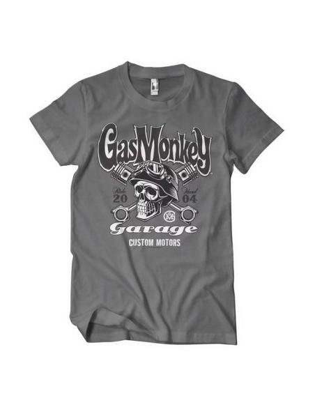 Gas Monkey Garage Motors Skull Cotton T-Shirt Grey | Sale Price