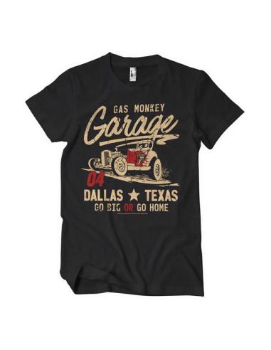 CAMISETA DE ALGODÃO GAS MONKEY GARAGE GO BIG OR GO HOME