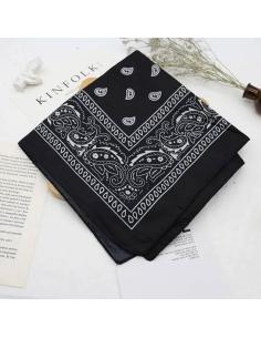 Comprar Bandana Negra Clásica De Algodón 50X50 Cm - Estilo Paisley Para Cuello, Cabeza Y Más a precio de oferta