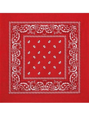 CLASSIC RED COTTON BANDANA 50X50 CM - PAISLEY STYLE FOR NECK, HEAD, AND MORE