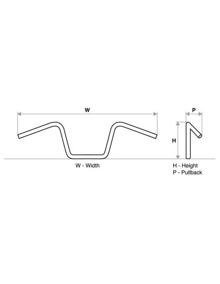 GUIDON APE HANGER CHROMÉ 17" NON DIMPLE AVEC 3 TROUS 1 1/4" POUR THROTTLE BY WIRE