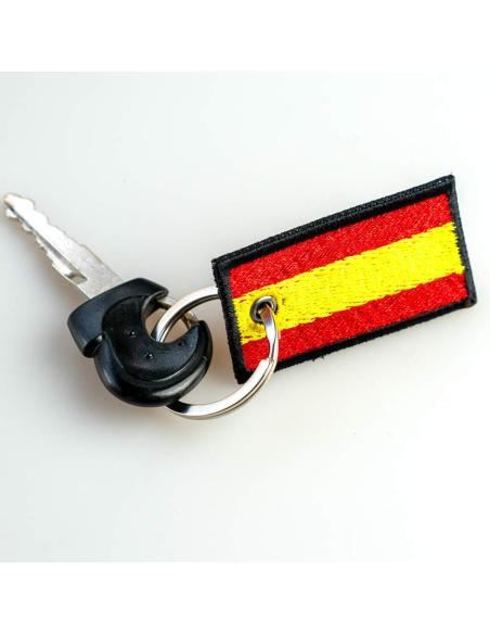 PORTE-CLÉS BRODÉ AVEC DRAPEAU ESPAGNOL – DOUBLE FACE – 5 X 3 CM