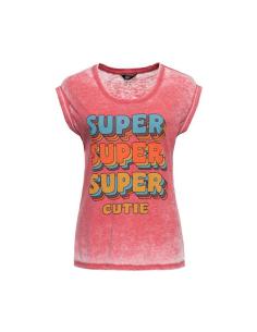 Acquista la Maglietta Super Cutie Rosa di Queen Kerosin - Lavaggio Enzimatico a prezzo scontato