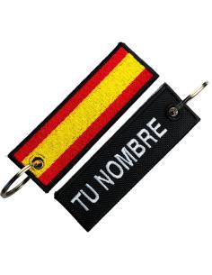 Comprar Llavero Bordado Personalizado Con Bandera De España 2 Caras – 10 X 3 Cm a precio de oferta
