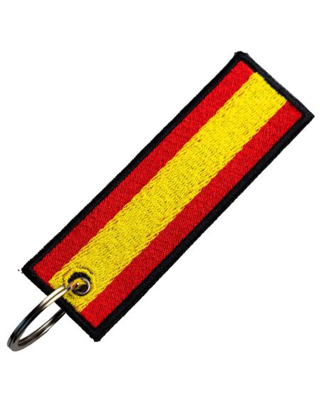 CHAVEIRO PERSONALIZADO BORDADO COM BANDEIRA DA ESPANHA – DUPLA FACE – 10 X 3 CM