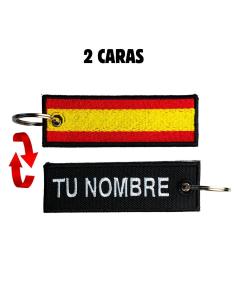 PERSONALIZED EMBROIDERED KEYCHAIN WITH SPANISH FLAG – DOUBLE-SIDED – 10 X 3 CM 2
