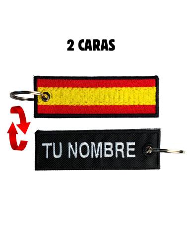 CHAVEIRO PERSONALIZADO BORDADO COM BANDEIRA DA ESPANHA – DUPLA FACE – 10 X 3 CM