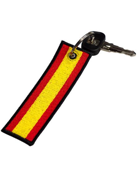 CHAVEIRO PERSONALIZADO BORDADO COM BANDEIRA DA ESPANHA – DUPLA FACE – 10 X 3 CM