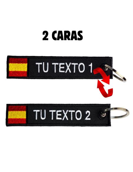 CHAVEIRO BORDADO PERSONALIZADO COM BANDEIRAS DA ESPANHA – DUPLA FACE – 12 X 2.5 CM