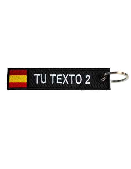 CHAVEIRO BORDADO PERSONALIZADO COM BANDEIRAS DA ESPANHA – DUPLA FACE – 12 X 2.5 CM