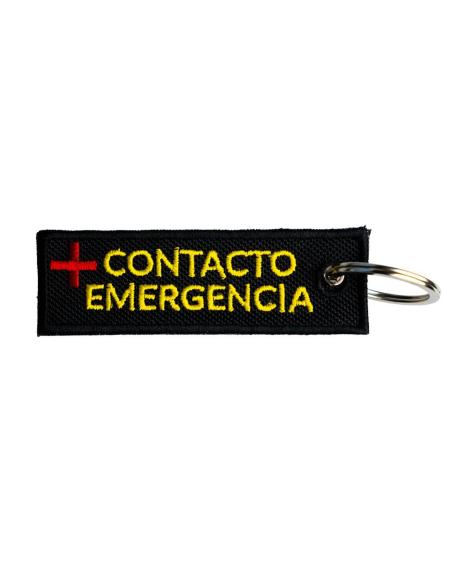 PORTE-CLÉS BRODÉ DOUBLE FACE AVEC CONTACT D'URGENCE – 9 X 3 CM